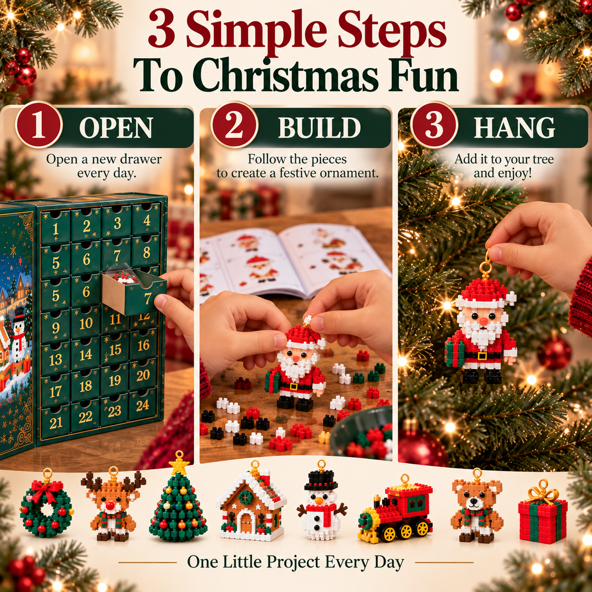 🎅🔥LAST DAY 70% OFF ✨ Christmas Countdown Brick Building Advent Calendar For Families