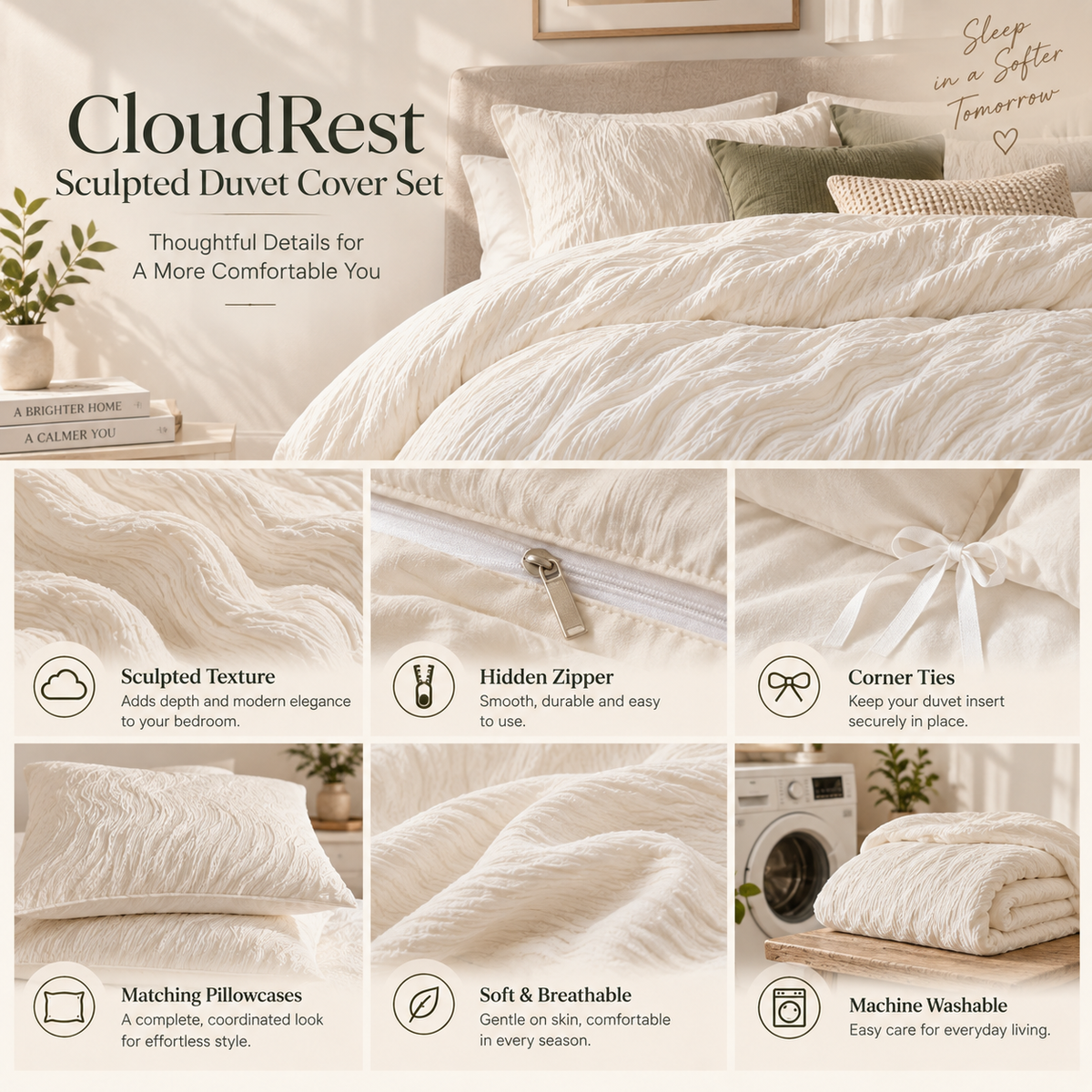 CloudRest Sculpted Duvet Cover Set