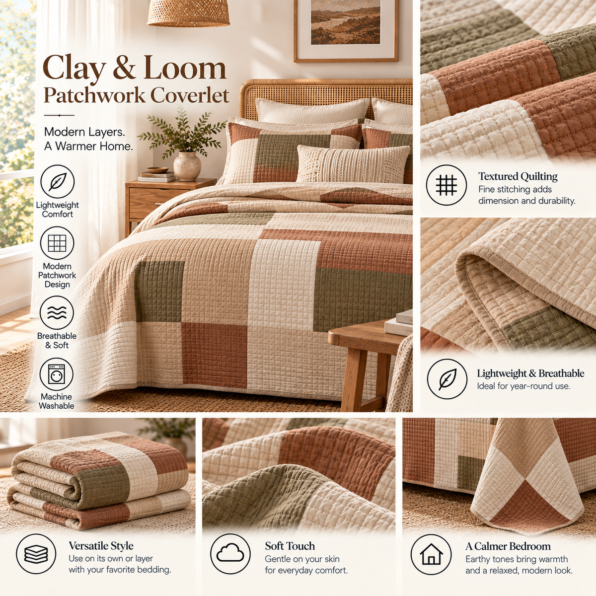 Clay & Loom Patchwork Coverlet