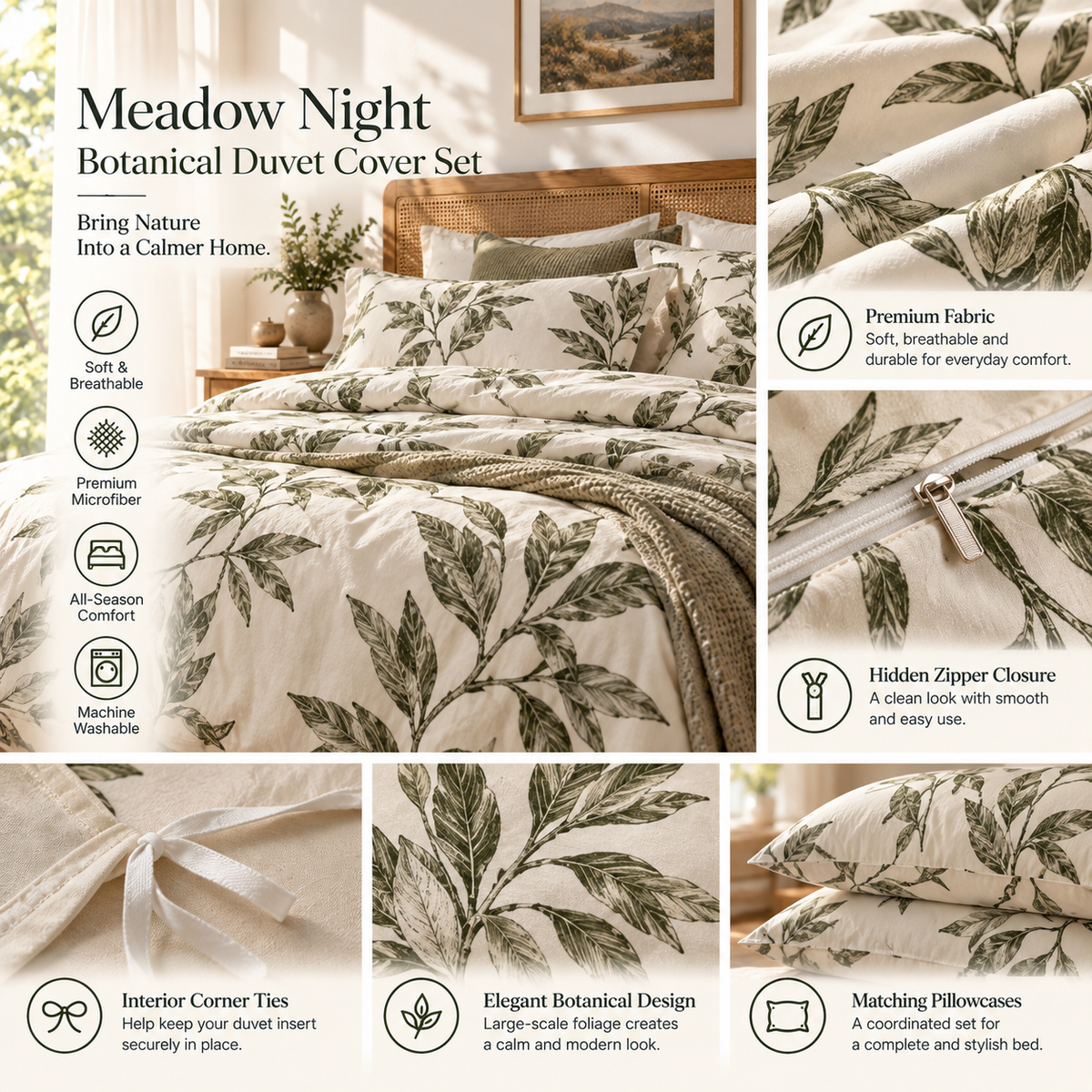 Meadow Night Botanical Duvet Cover Set