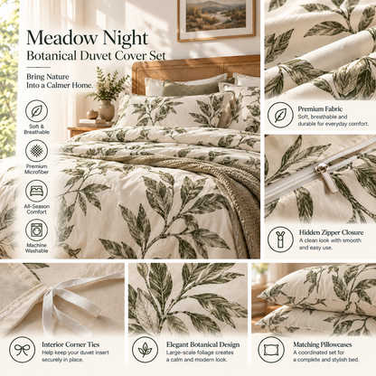 Meadow Night Botanical Duvet Cover Set
