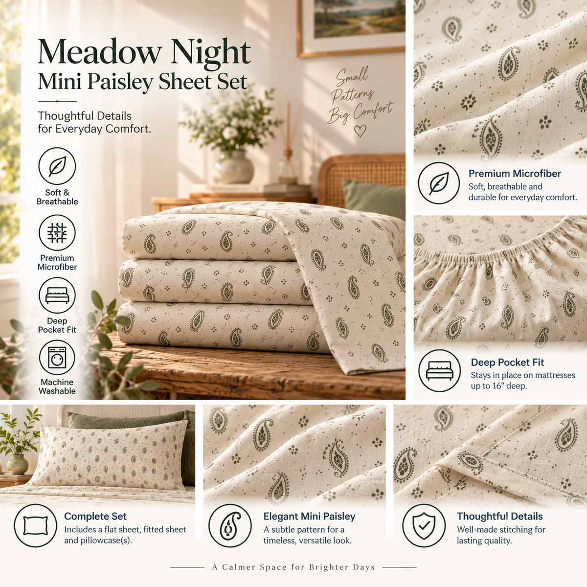 Meadow Night Mini Paisley Sheet Set