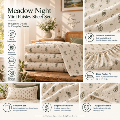 Meadow Night Mini Paisley Sheet Set