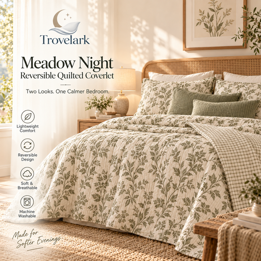 Meadow Night Reversible Quilted Coverlet