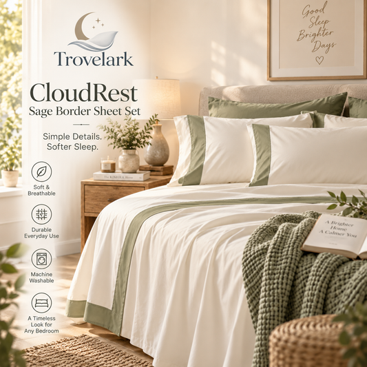 CloudRest Sage Border Sheet Set