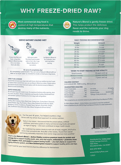 🔥Curalona Nature's Blend Active Vitality Freeze-⭐Dried Senior Dog Food