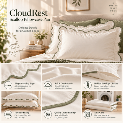 CloudRest Scallop Pillowcase Pair