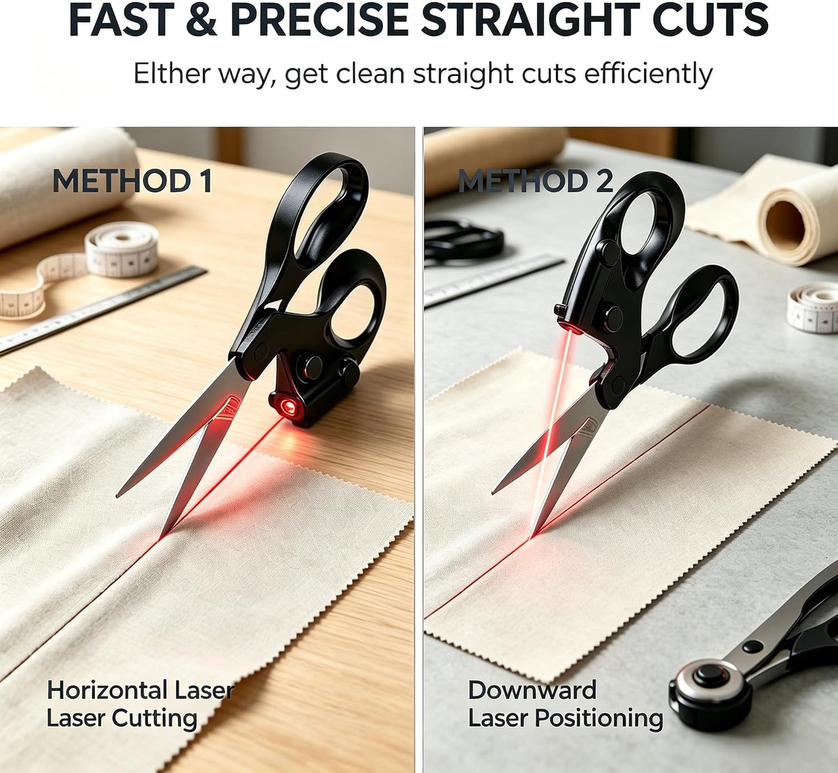 Last Day: 70% OFF! Laser Guided Scissors for Sewing, Crafts & DIY