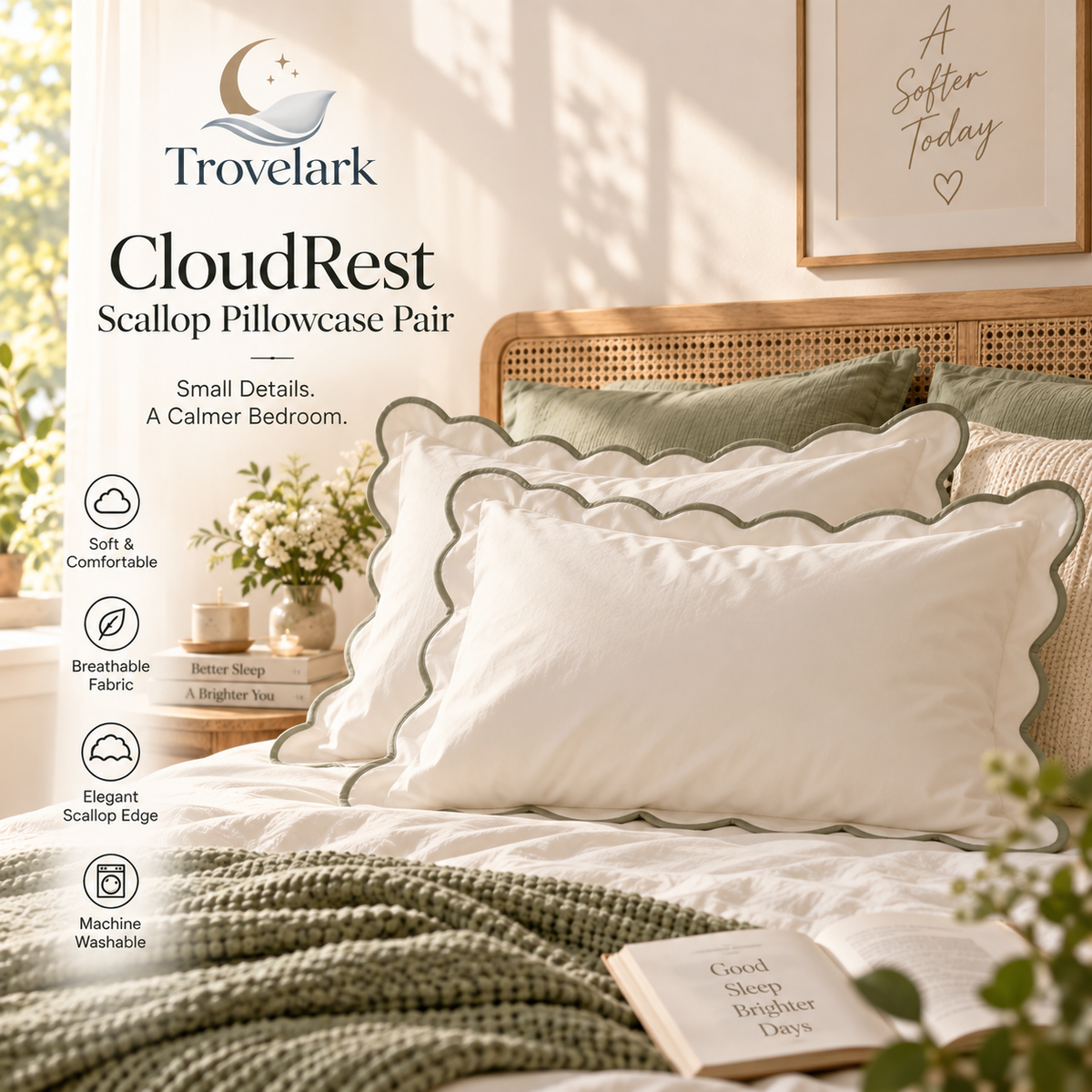 CloudRest Scallop Pillowcase Pair