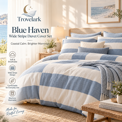 Blue Haven Wide Stripe Duvet Cover Set