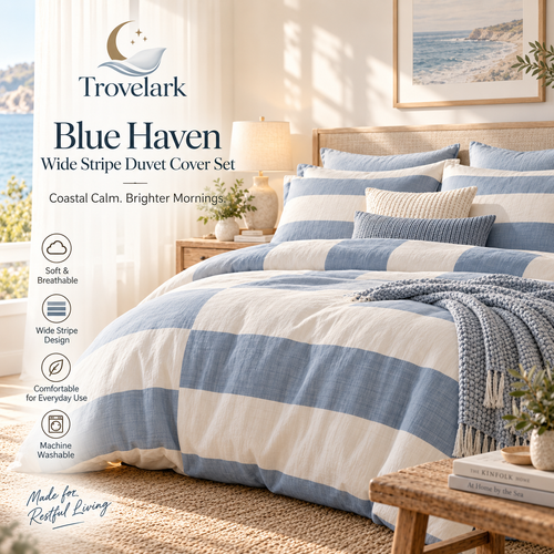 Blue Haven Wide Stripe Duvet Cover Set