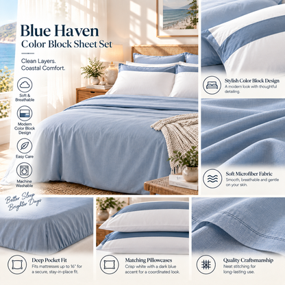 Blue Haven Color Block Sheet Set