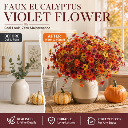 💥Hot Sale 70% Off 🍂 Autumn Violet Silk Flower Bouquet — 12 Pieces