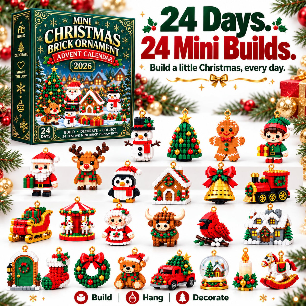 🎅🔥LAST DAY 70% OFF ✨ Christmas Countdown Brick Building Advent Calendar For Families