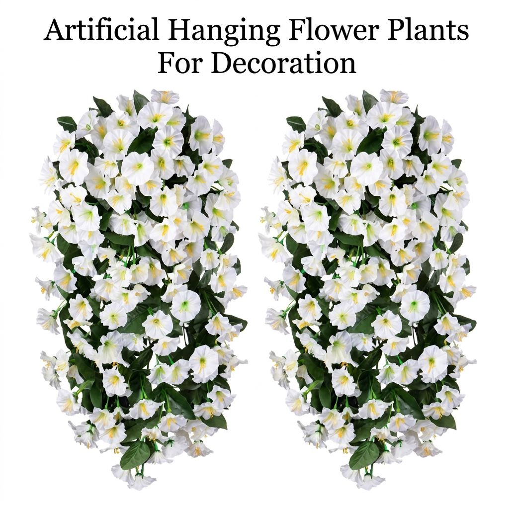 Artificial hanging white flower plants