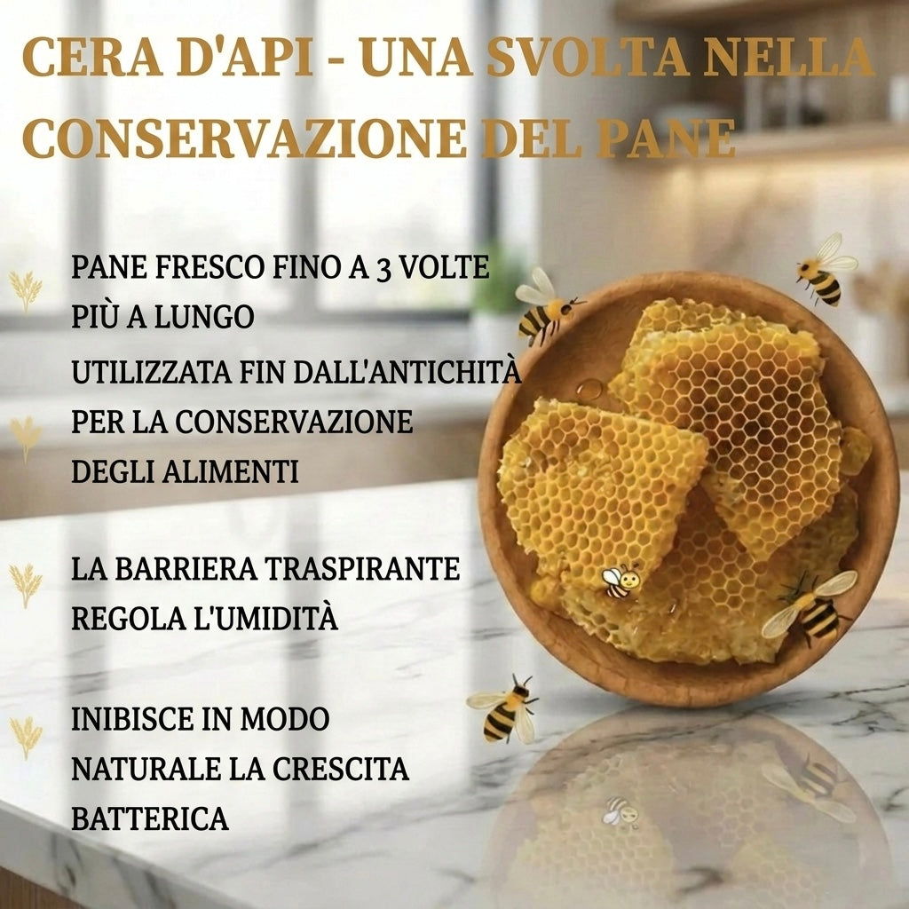Sacchetti per il pane in cera d'api e 100% cotone — Premium