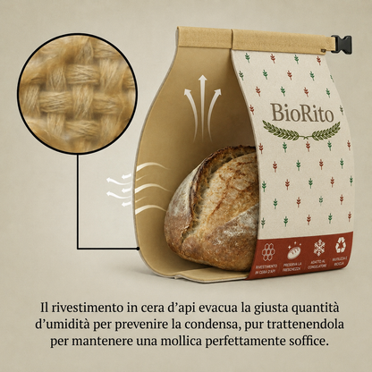 Sacchetti per il pane in cera d'api e 100% cotone — Premium