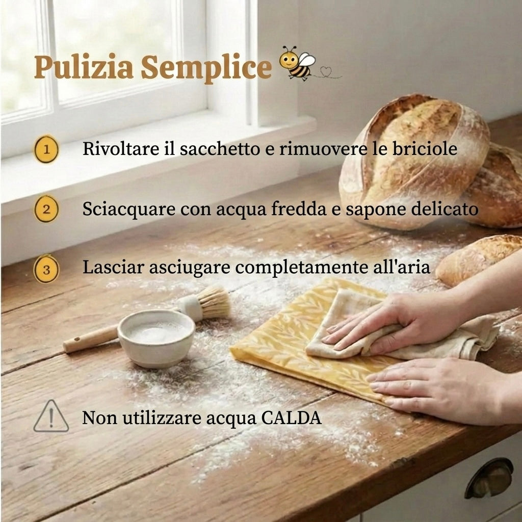 Sacchetti per il pane in cera d'api e 100% cotone — Premium