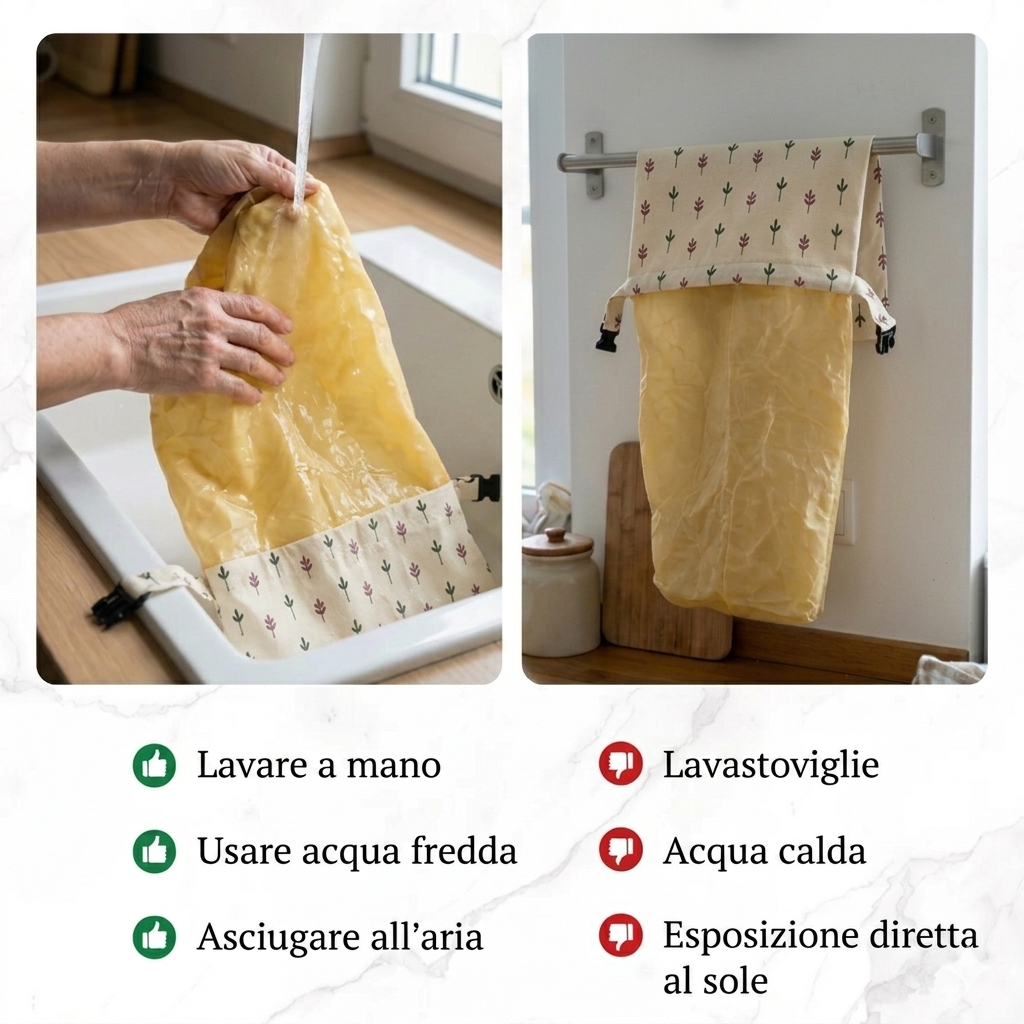 Sacchetti per il pane in cera d'api e 100% cotone — Premium